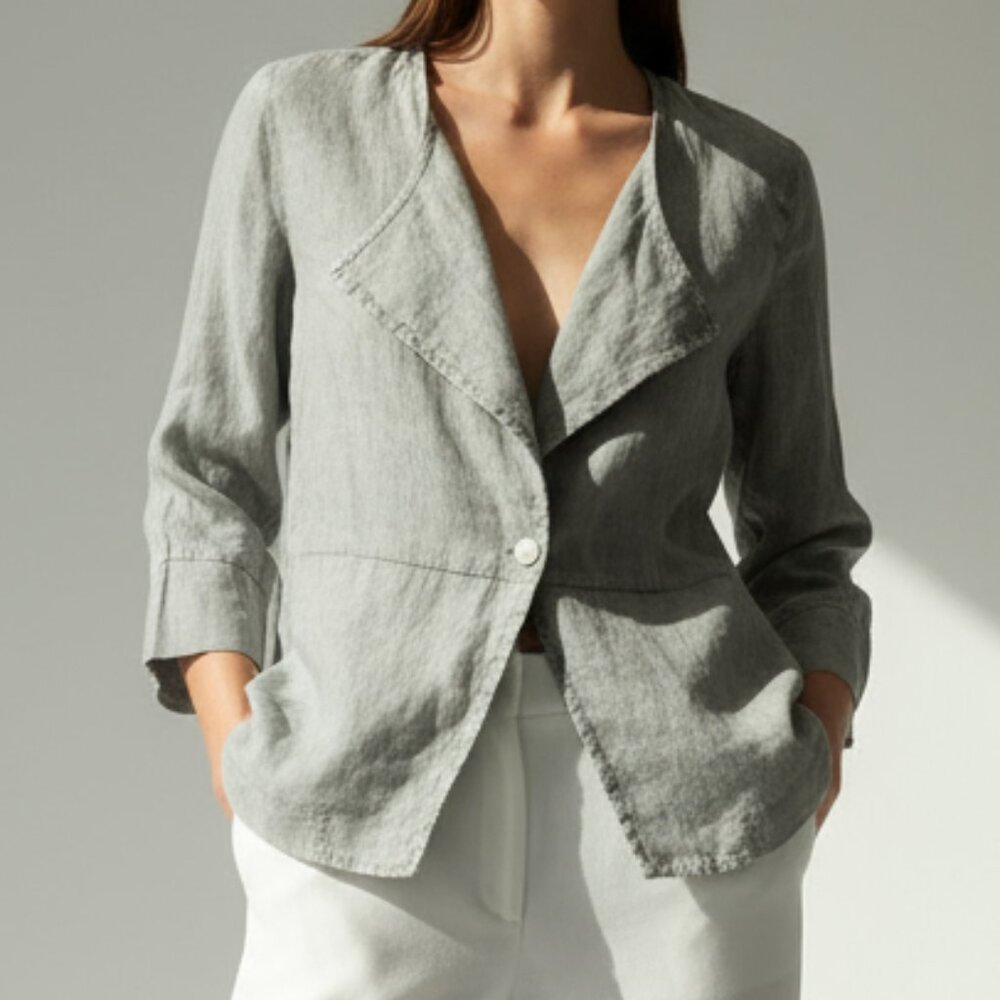 RESORT 2026! Italy VIOLA BORGHI 100% linen top / jacket one button closure S